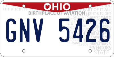 OH license plate GNV5426