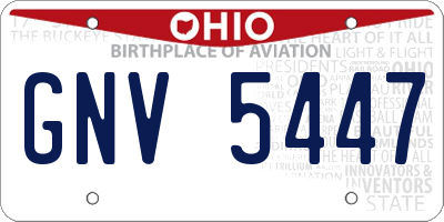 OH license plate GNV5447