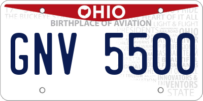 OH license plate GNV5500