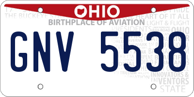 OH license plate GNV5538