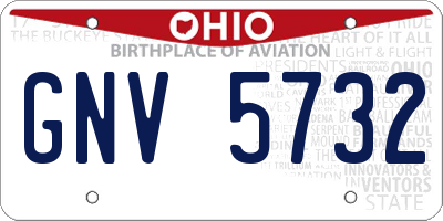 OH license plate GNV5732