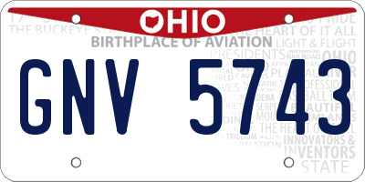 OH license plate GNV5743