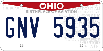 OH license plate GNV5935