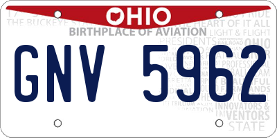 OH license plate GNV5962