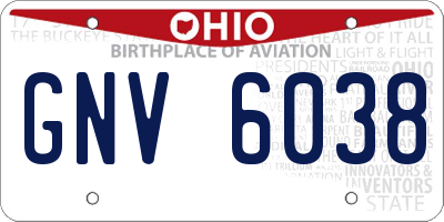 OH license plate GNV6038