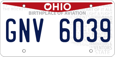 OH license plate GNV6039