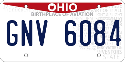 OH license plate GNV6084
