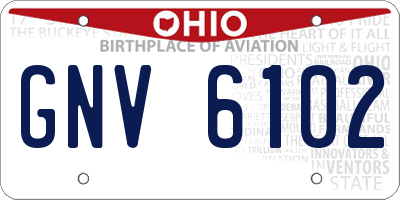 OH license plate GNV6102