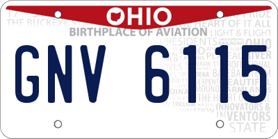 OH license plate GNV6115