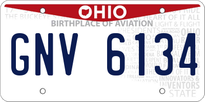 OH license plate GNV6134