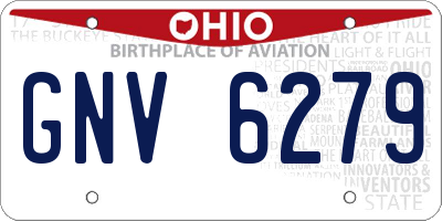 OH license plate GNV6279