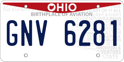 OH license plate GNV6281