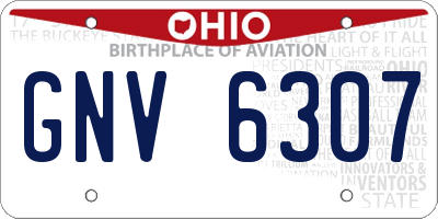 OH license plate GNV6307