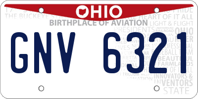 OH license plate GNV6321