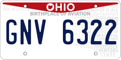 OH license plate GNV6322