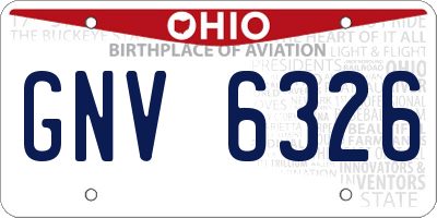 OH license plate GNV6326