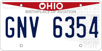 OH license plate GNV6354
