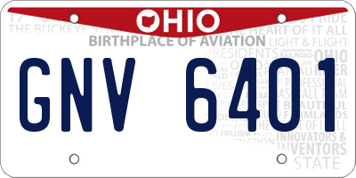 OH license plate GNV6401