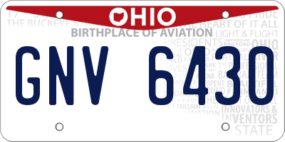 OH license plate GNV6430