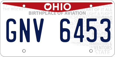OH license plate GNV6453