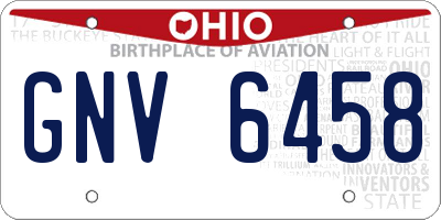OH license plate GNV6458