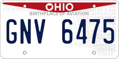 OH license plate GNV6475