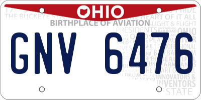 OH license plate GNV6476
