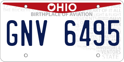 OH license plate GNV6495