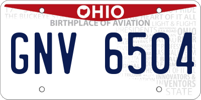 OH license plate GNV6504