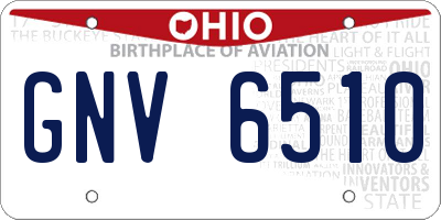 OH license plate GNV6510