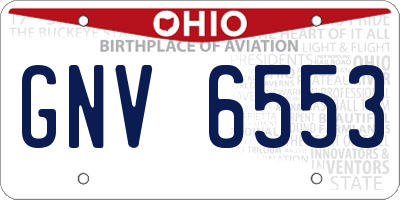 OH license plate GNV6553