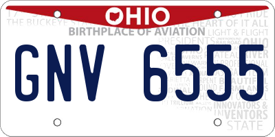 OH license plate GNV6555