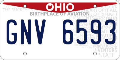 OH license plate GNV6593