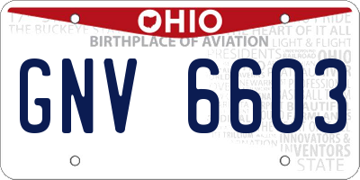OH license plate GNV6603