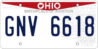 OH license plate GNV6618