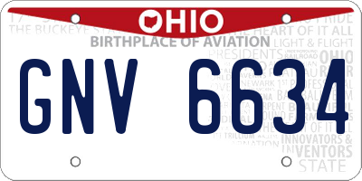 OH license plate GNV6634