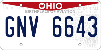 OH license plate GNV6643