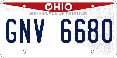 OH license plate GNV6680