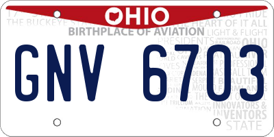 OH license plate GNV6703