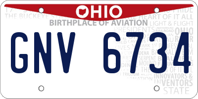 OH license plate GNV6734