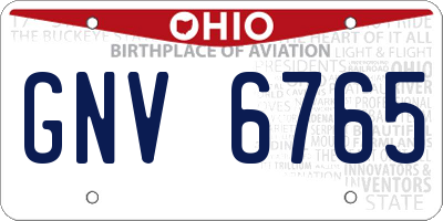 OH license plate GNV6765