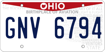 OH license plate GNV6794