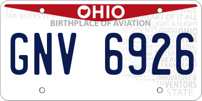 OH license plate GNV6926