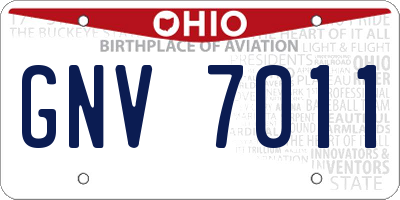 OH license plate GNV7011