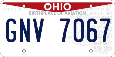 OH license plate GNV7067