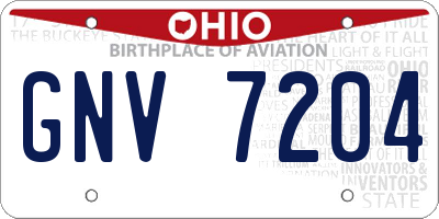 OH license plate GNV7204