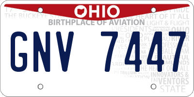 OH license plate GNV7447