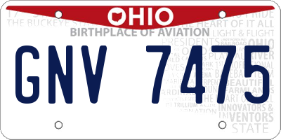 OH license plate GNV7475