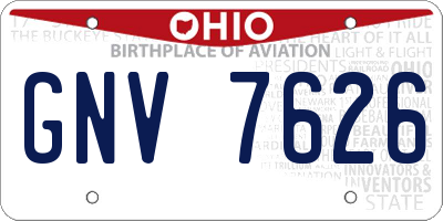 OH license plate GNV7626