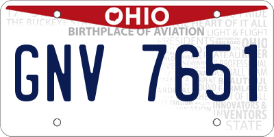 OH license plate GNV7651